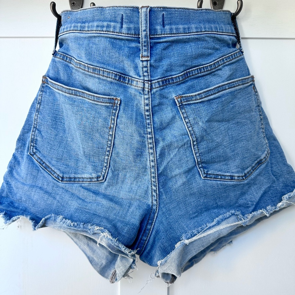Madewell High Rise Button Fly Raw Hem Jean Shorts  - Size 28